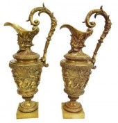 (2) FRENCH BRONZE EWER-FORM GA