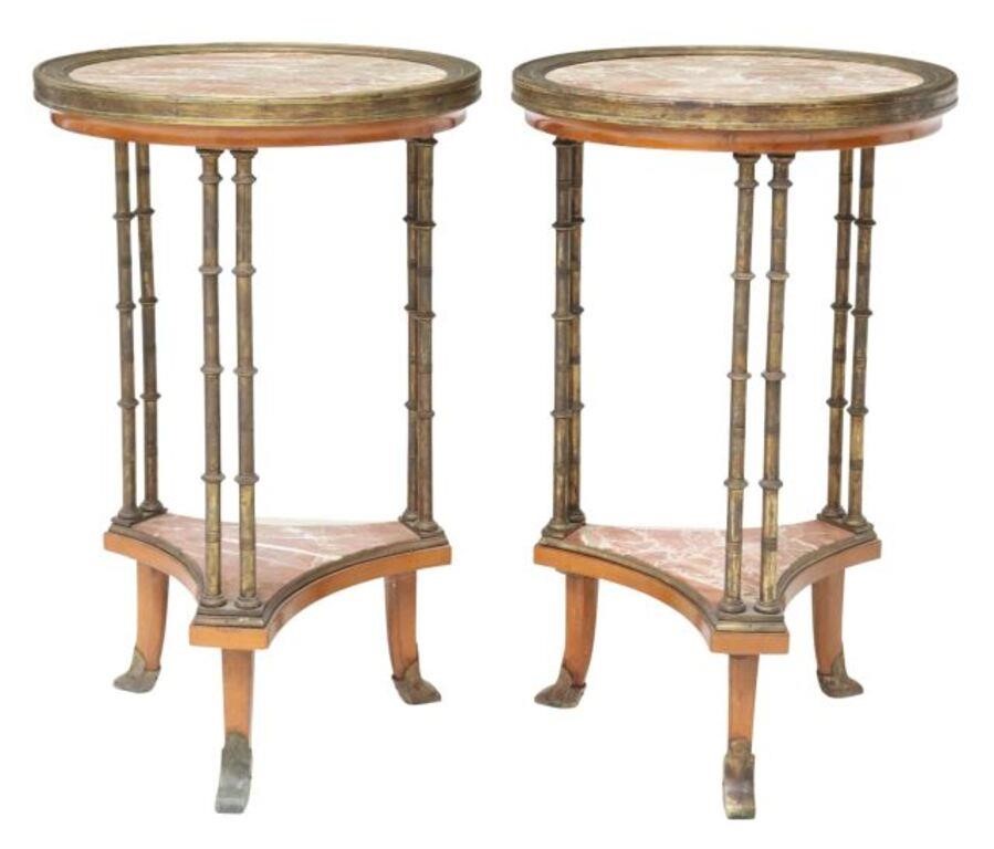 (2) FRENCH BRONZE MARBLE-TOP