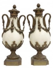 (2) FRENCH BRONZE-MOUNTED MARB