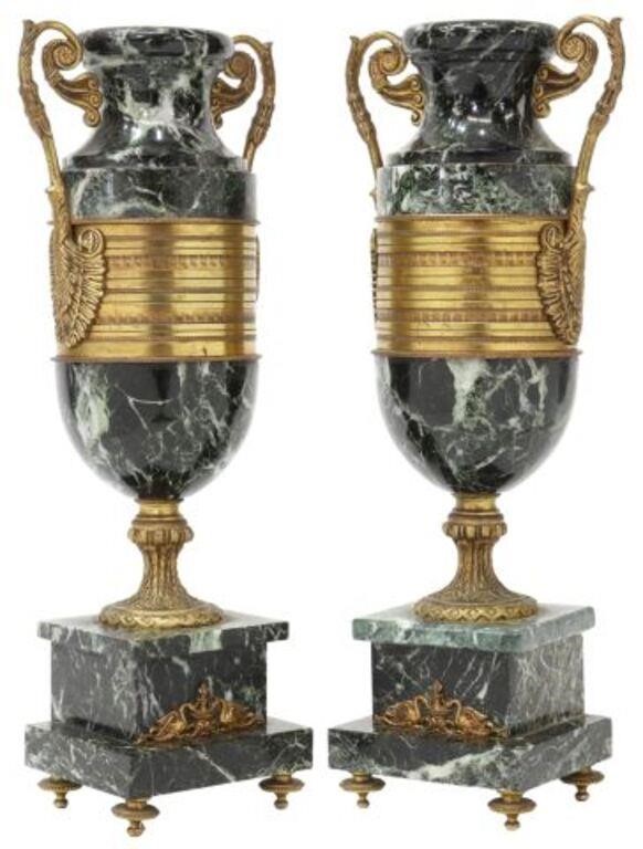 (2) FRENCH BRONZE-MOUNTED MARBLE