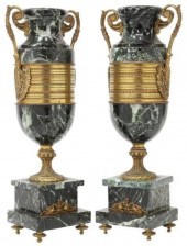 (2) FRENCH BRONZE-MOUNTED MARB