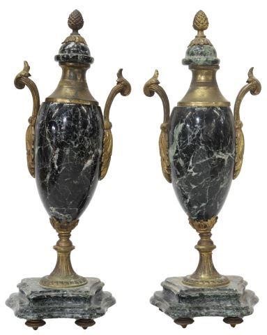 (2) FRENCH BRONZE-MOUNTED MARBLE