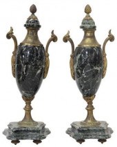 (2) FRENCH BRONZE-MOUNTED MARB