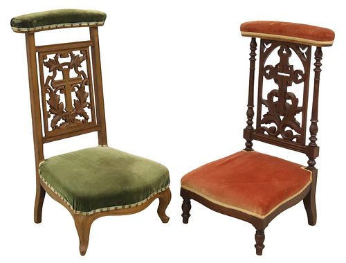 (2) FRENCH CARVED &AMP; UPHOLSTERED