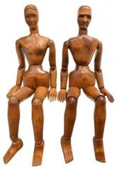 (2) FRENCH CARVED ARTICULATED