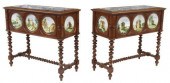 (2) FRENCH CARVED OAK FAIENCE