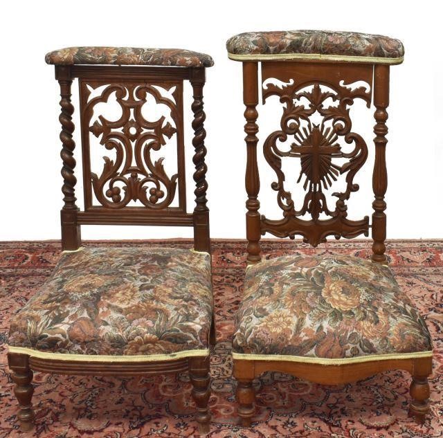 (2) FRENCH CARVED PRIE-DIEU