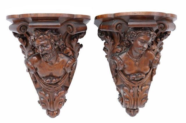 (2) FRENCH CARVED WALNUT CERES &