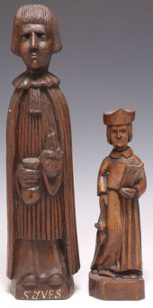 (2) FRENCH CARVED WOOD FIGURES