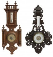 (2) FRENCH CARVED WOOD THERMOM