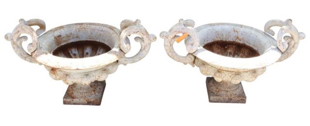 (2) FRENCH CAST IRON GARDEN URN