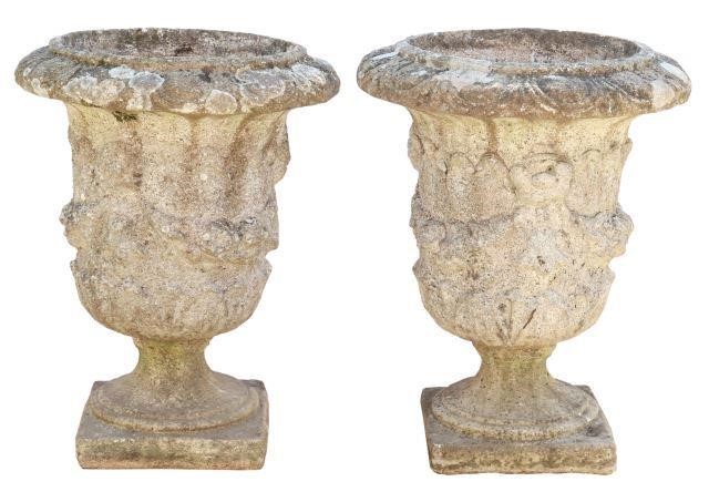 (2) FRENCH CAST STONE CAMPANA