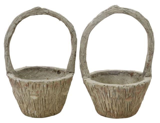 (2) FRENCH CAST STONE FAUX BOIS