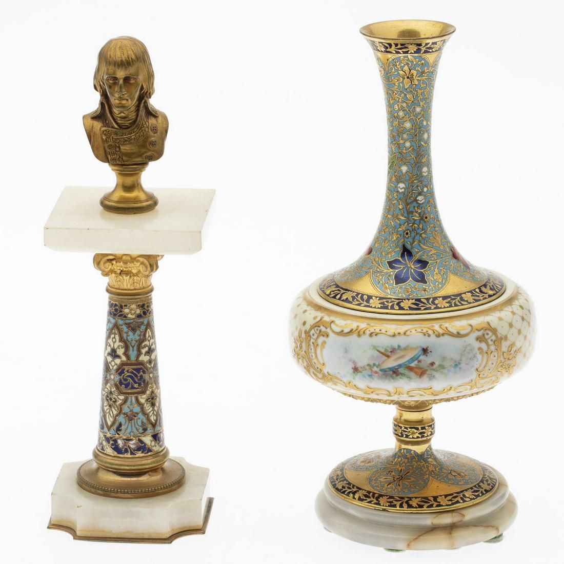 2 FRENCH CHAMPLEVE ARTICLES AND A