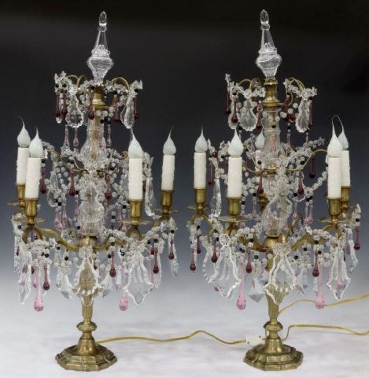 (2) FRENCH CRYSTAL & BRASS