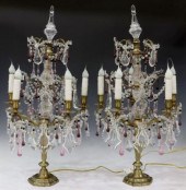 (2) FRENCH CRYSTAL & BRASS FIV