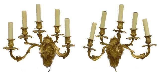 (2) FRENCH DORE BRONZE FIVE-LIGHT