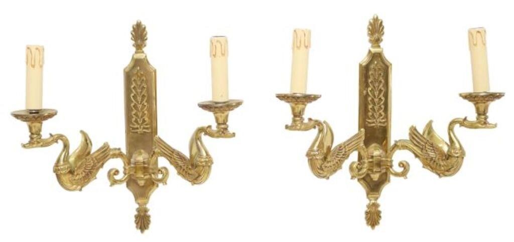 (2) FRENCH EMPIRE STYLE SWAN 2-LT