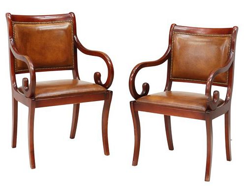 (2) FRENCH EMPIRE STYLE UPHOLSTERED