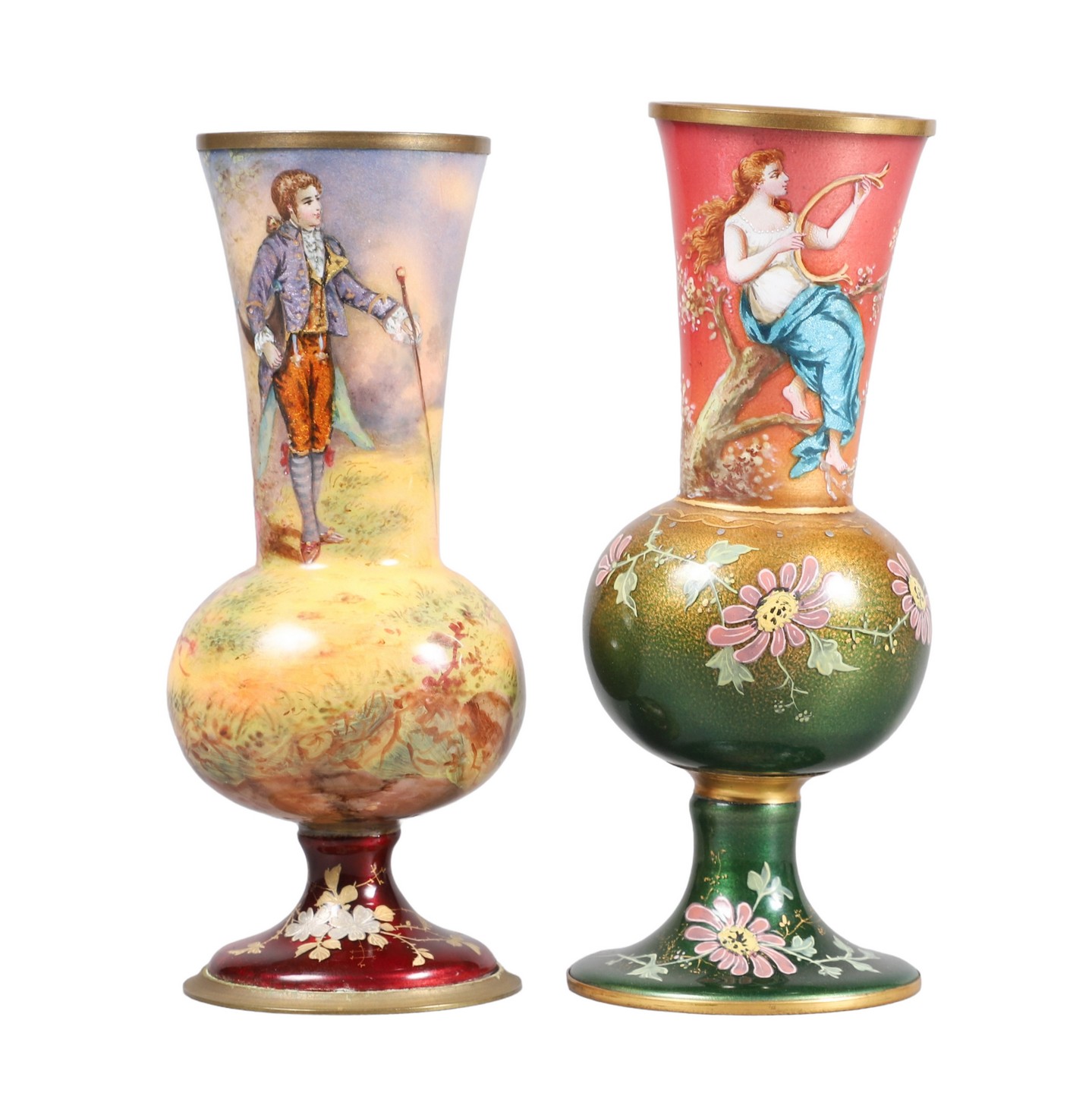 (2) French enamel miniature