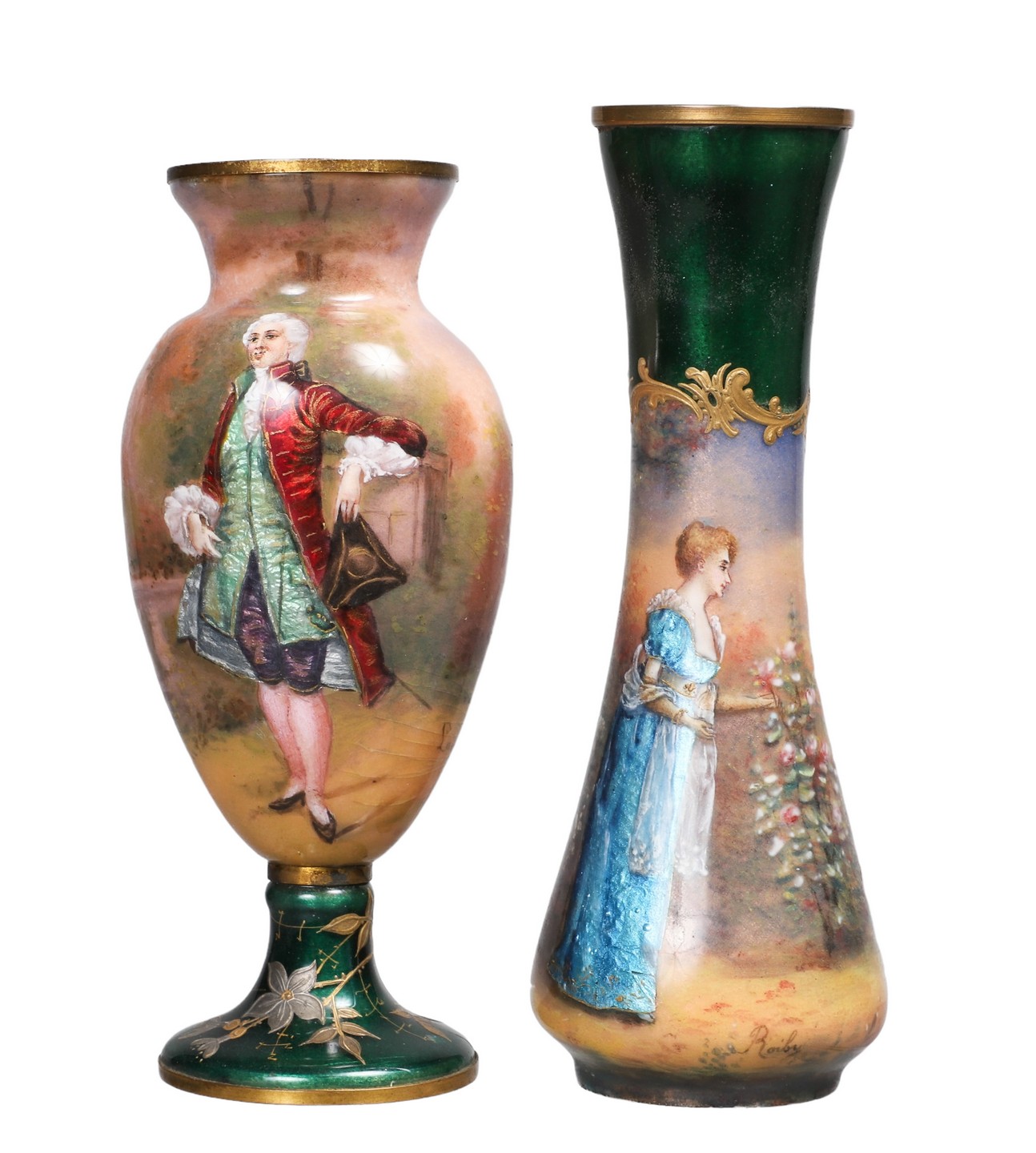 (2) French enamel miniature