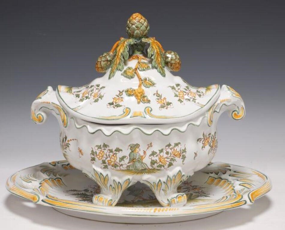 (2) FRENCH FAIENCE TUREEN &