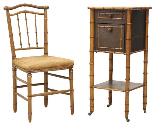 (2) FRENCH FAUX BAMBOO TURNED