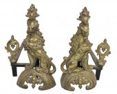 (2) FRENCH FIGURAL LION CHENET