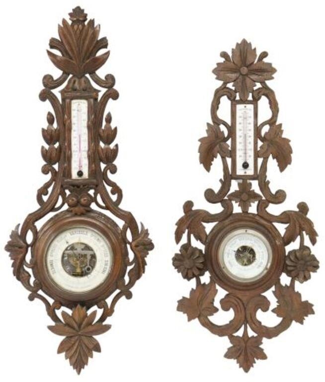 (2) FRENCH FOLIATE CARVED WALNUT