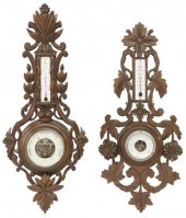 (2) FRENCH FOLIATE CARVED WALN