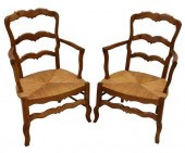 (2) FRENCH FRUITWOOD LADDER BA
