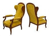 (2) FRENCH FRUITWOOD WINGBACK