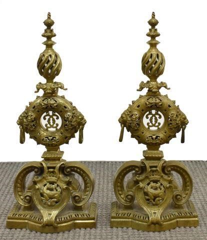 (2) FRENCH GILT BRONZE LION &