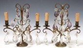 (2) FRENCH GILT METAL & CRYSTA
