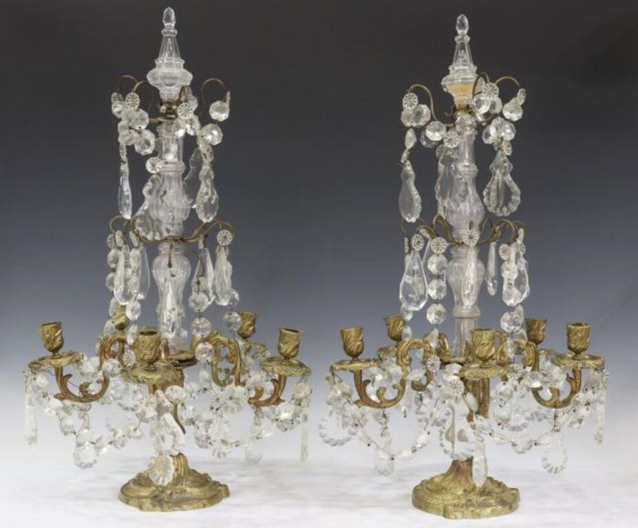 (2) FRENCH GILT METAL & CRYSTAL