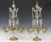 (2) FRENCH GILT METAL & CRYSTA