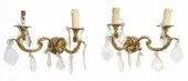 (2) FRENCH GILT METAL & CRYSTA