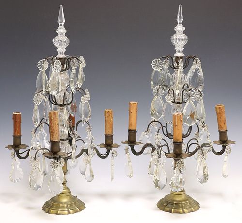 (2) FRENCH GILT-METAL &AMP; CRYSTAL