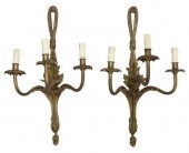 (2) FRENCH GILT METAL THREE-LI