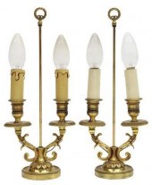 (2) FRENCH GILT METAL TWO-LIGH