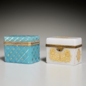 (2) FRENCH GILT OPALINE GLASS