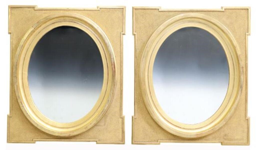 (2) FRENCH GILTWOOD & TEXTURED WALL