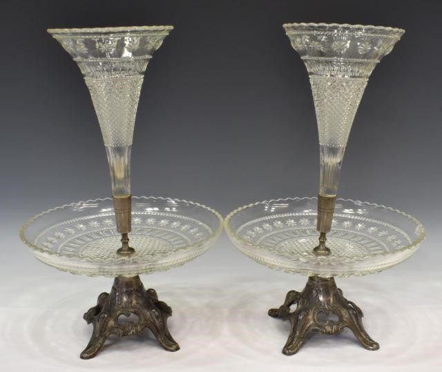 (2) FRENCH GLASS & SPELTER