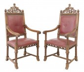 (2) FRENCH GOTHIC REVIVAL CARV