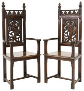 (2) FRENCH GOTHIC REVIVAL CARV