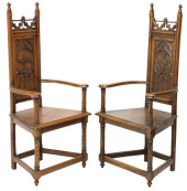 (2) FRENCH GOTHIC REVIVAL CARV