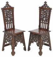 (2) FRENCH GOTHIC REVIVAL CARV