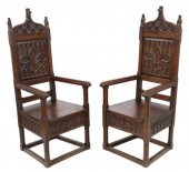 (2) FRENCH GOTHIC REVIVAL CARV