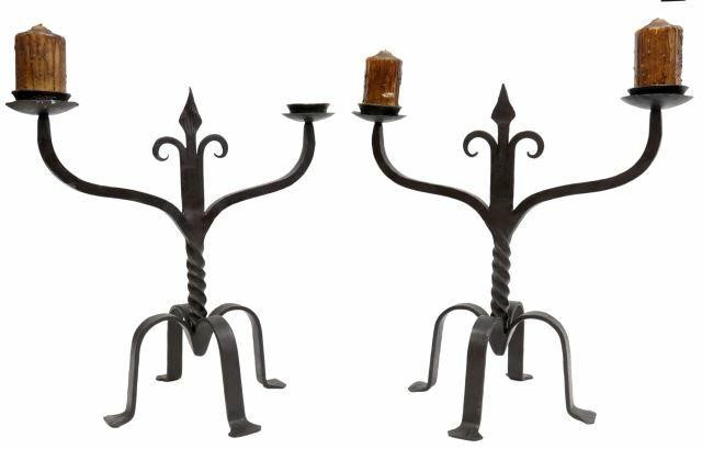 (2) FRENCH GOTHIC REVIVAL WROUGHT