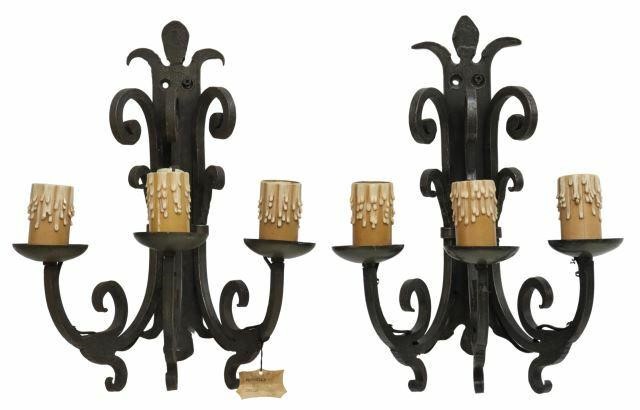 (2) FRENCH GOTHIC STYLE WROUGHT